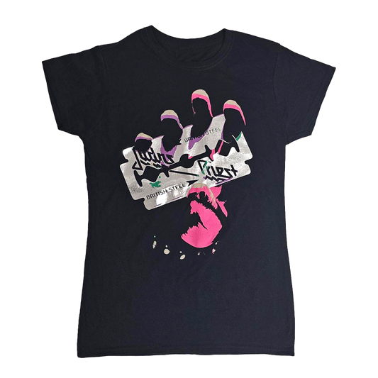 British Steel Silver Black Ladies Tee